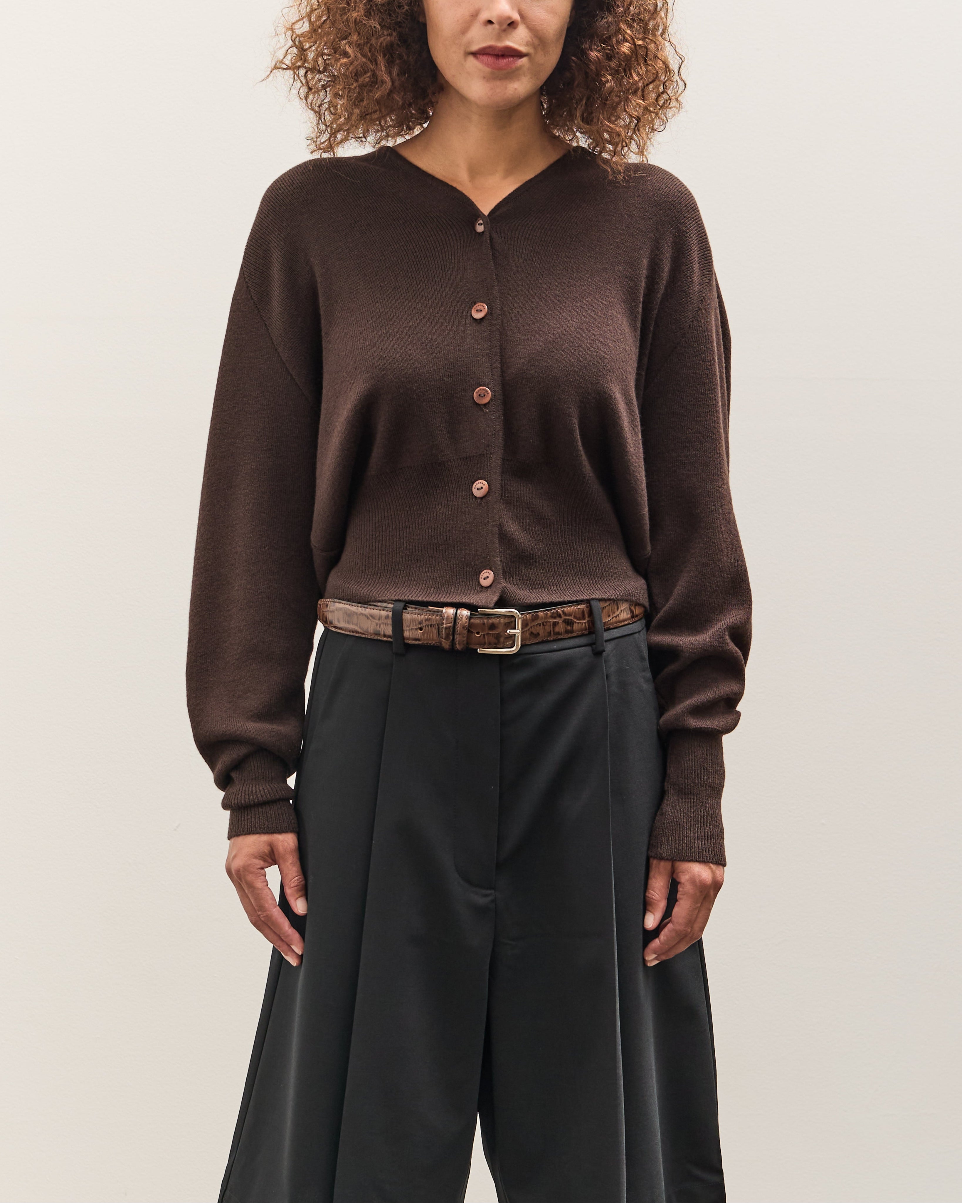 CORDERA COTTON BUTTONED TOP コットンカーディガン五分 Cordera Cotton Buttoned Top, Black – Glasswing