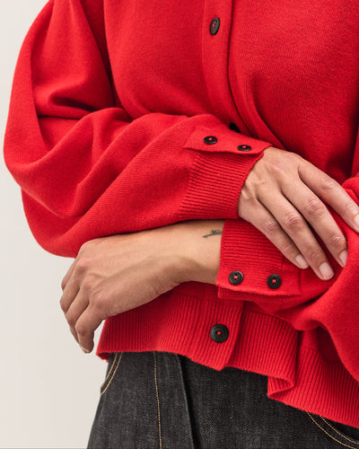 Cordera Merino Wool Cardigan, Red