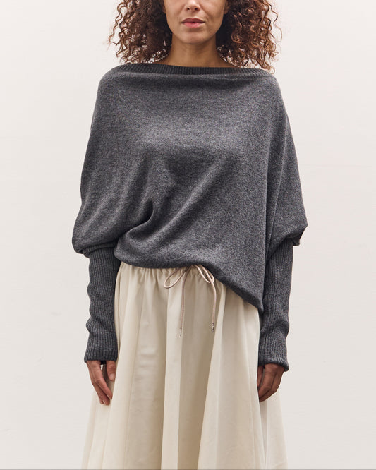 Cordera Merino Wool Off-Shoulder Sweater, Grey