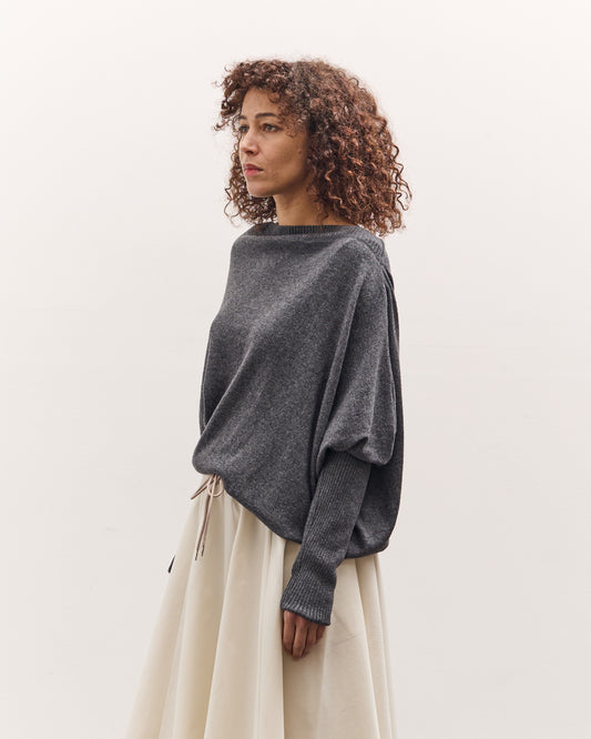 Cordera Merino Wool Off-Shoulder Sweater, Grey