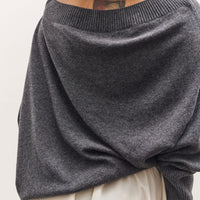 Cordera Merino Wool Off-Shoulder Sweater, Grey