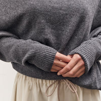 Cordera Merino Wool Off-Shoulder Sweater, Grey