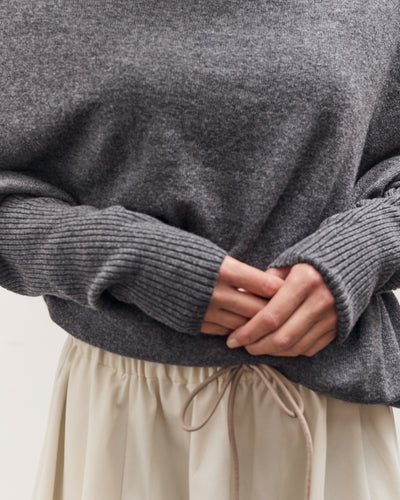 Cordera Merino Wool Off-Shoulder Sweater, Grey