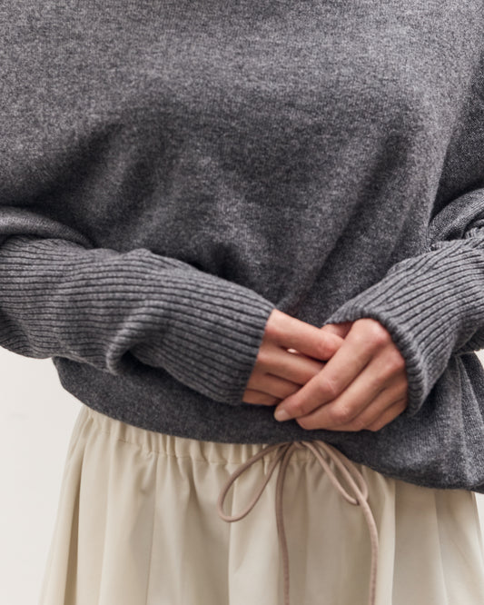 Cordera Merino Wool Off-Shoulder Sweater, Grey