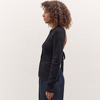 Cordera Merino Wool Open Back Cardigan, Black