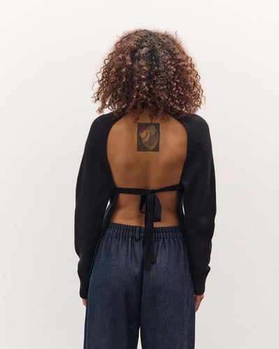 Cordera Merino Wool Open Back Cardigan, Black