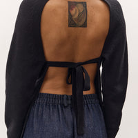 Cordera Merino Wool Open Back Cardigan, Black