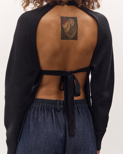 Cordera Merino Wool Open Back Cardigan, Black