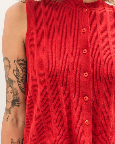 Cordera Merino Wool Ribbed Waistcoat, Red