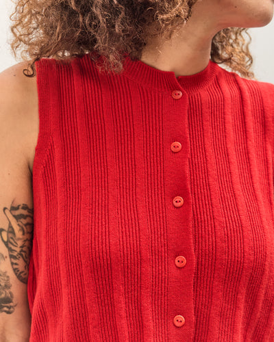 Cordera Merino Wool Ribbed Waistcoat, Red