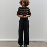 Cordera Buttoned Striped Top, Brown/Black