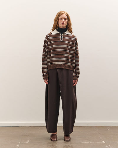 Cordera Merino Wool Striped Polo, Brown