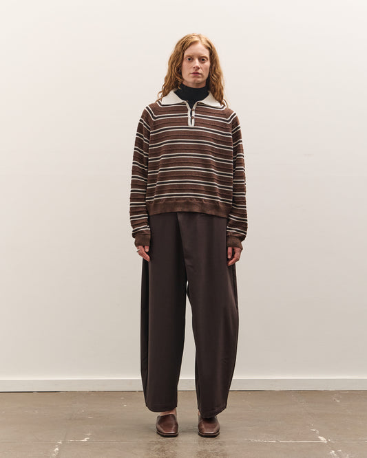 Cordera Merino Wool Striped Polo, Brown