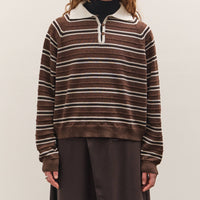 Cordera Merino Wool Striped Polo, Brown