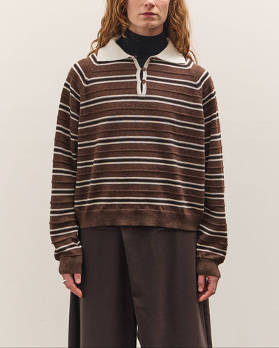 Cordera Merino Wool Striped Polo, Brown
