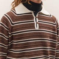 Cordera Merino Wool Striped Polo, Brown