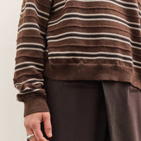 Cordera Merino Wool Striped Polo, Brown