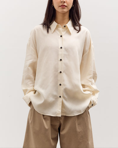 Cordera Oversized Pencil Striped Shirt, Cream