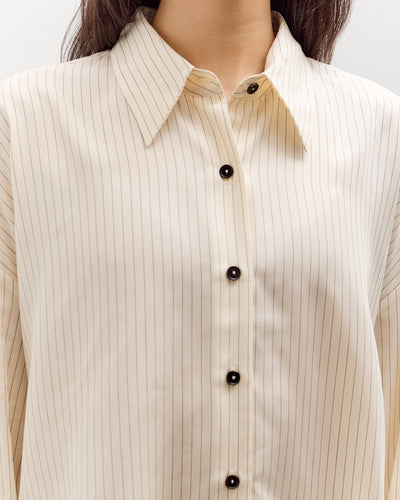 Cordera Oversized Pencil Striped Shirt, Cream