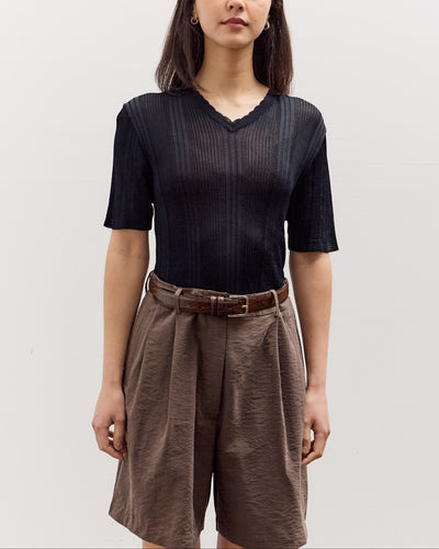 Cordera Ribbed Knit T-Shirt, Navy