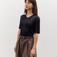 Cordera Ribbed Knit T-Shirt, Navy
