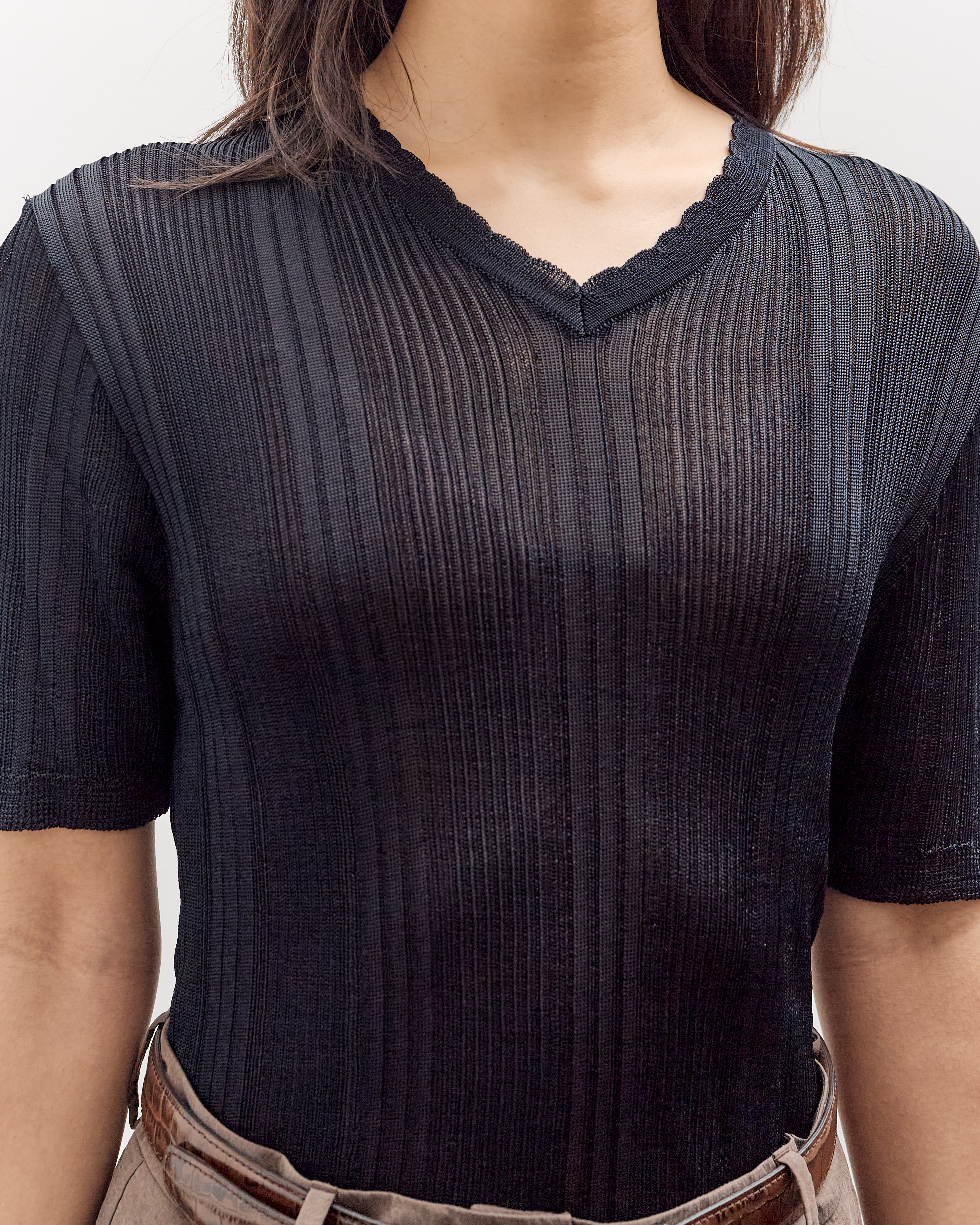 CORDERA ニット Cordera Ribbed Knit T-Shirt, Navy – Glasswing
