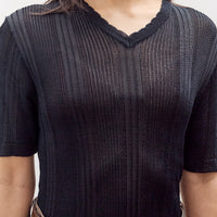 Cordera Ribbed Knit T-Shirt, Navy
