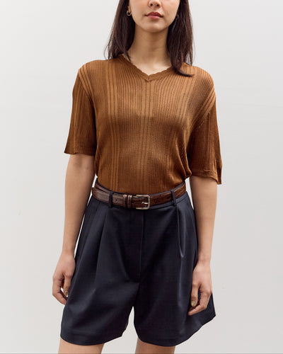 Cordera Ribbed Knit T-Shirt, Tobacco