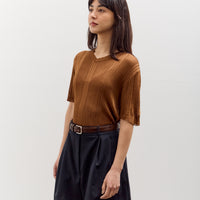 Cordera Ribbed Knit T-Shirt, Tobacco