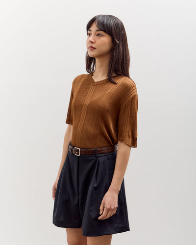 Cordera Ribbed Knit T-Shirt, Tobacco