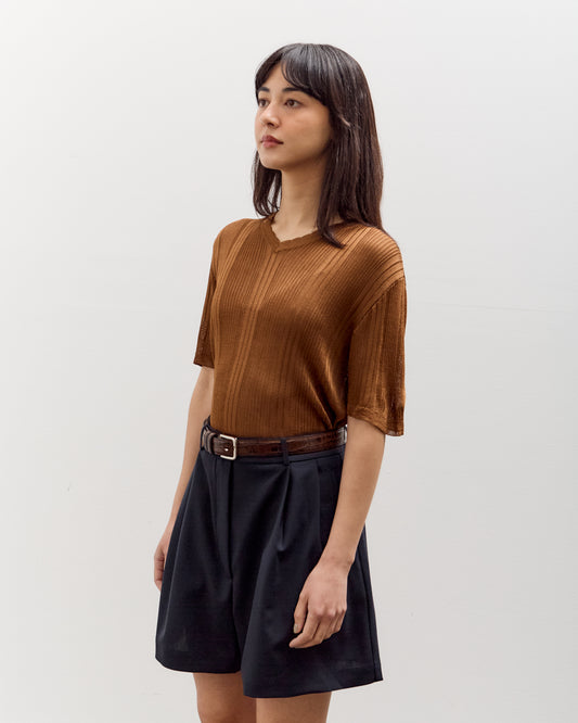 Cordera Ribbed Knit T-Shirt, Tobacco