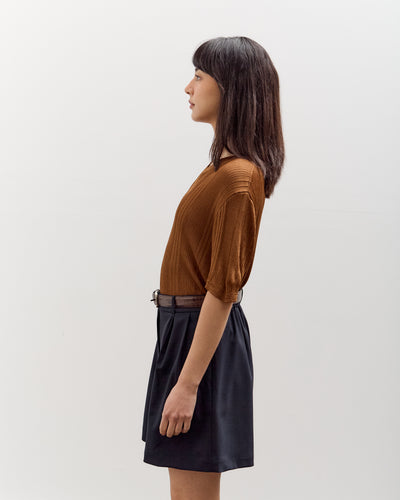 Cordera Ribbed Knit T-Shirt, Tobacco
