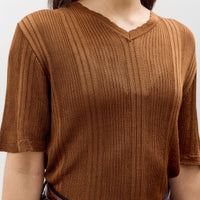 Cordera Ribbed Knit T-Shirt, Tobacco