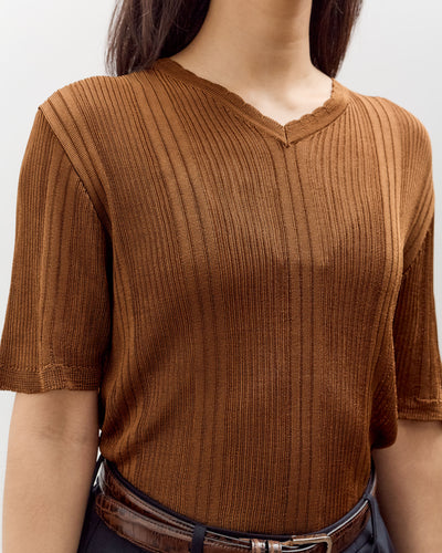 Cordera Ribbed Knit T-Shirt, Tobacco