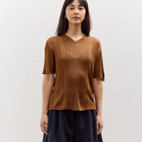 Cordera Ribbed Knit T-Shirt, Tobacco