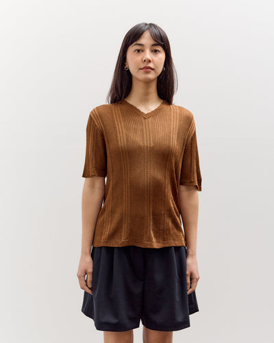 Cordera Ribbed Knit T-Shirt, Tobacco