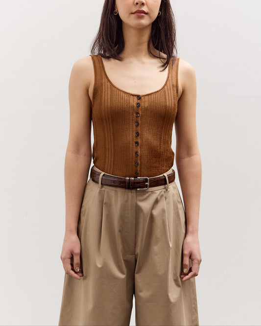 Cordera Ribbed Tank Top, Tobacco