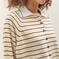 Cordera Striped Polo, Brown Stripe
