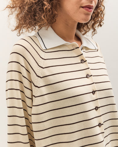 Cordera Striped Polo, Brown Stripe