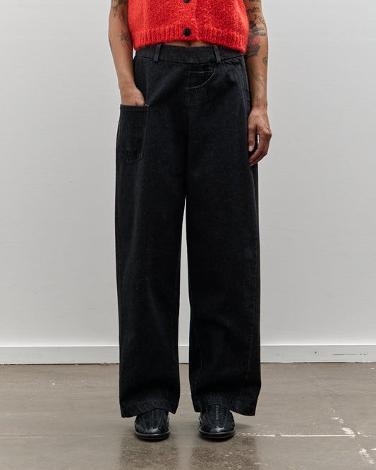 Cordera Twist Pants, Black Denim