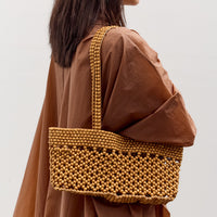 Cordera Wooden Beads Mini Bag, Ochre