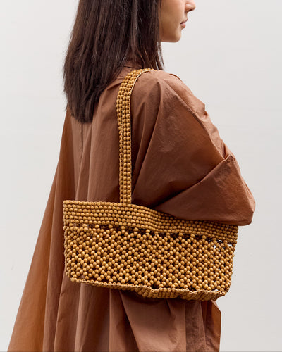 Cordera Wooden Beads Mini Bag, Ochre