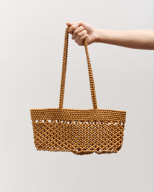 Cordera Wooden Beads Mini Bag, Ochre