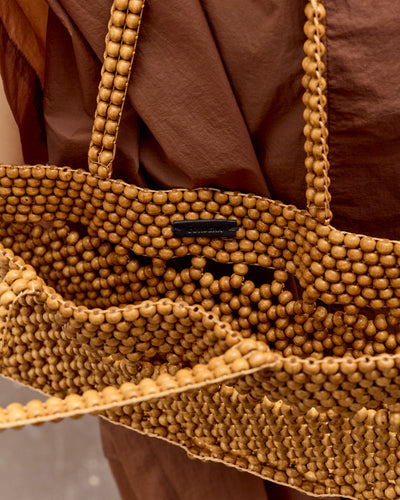 Cordera Wooden Beads Mini Bag, Ochre