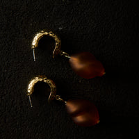 Crescioni Alma Earrings, Amber Matte Glass