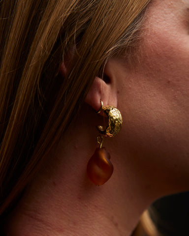 Crescioni Alma Earrings, Amber Matte Glass