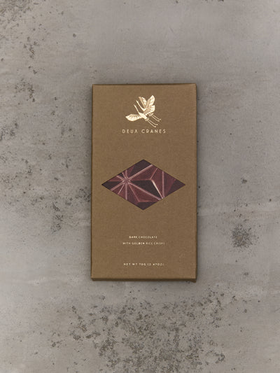 Deux Cranes Dark Chocolate with Golden Rice Crisps