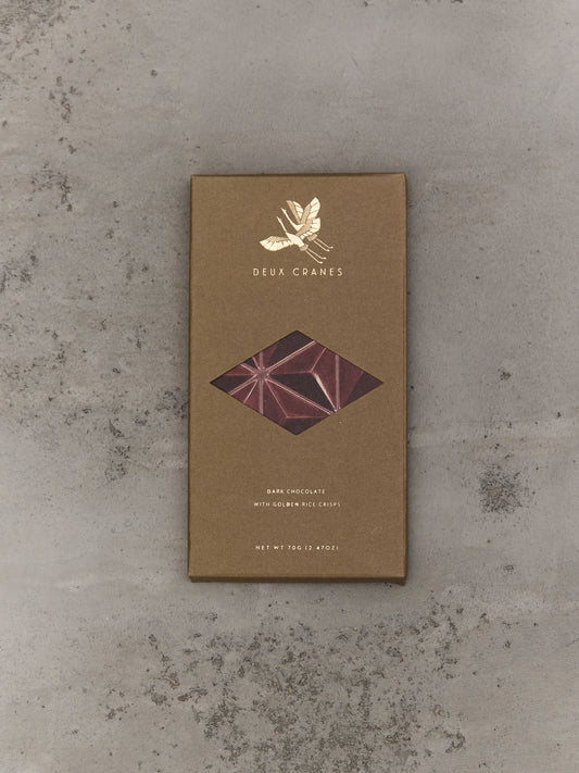 Deux Cranes Dark Chocolate with Golden Rice Crisps