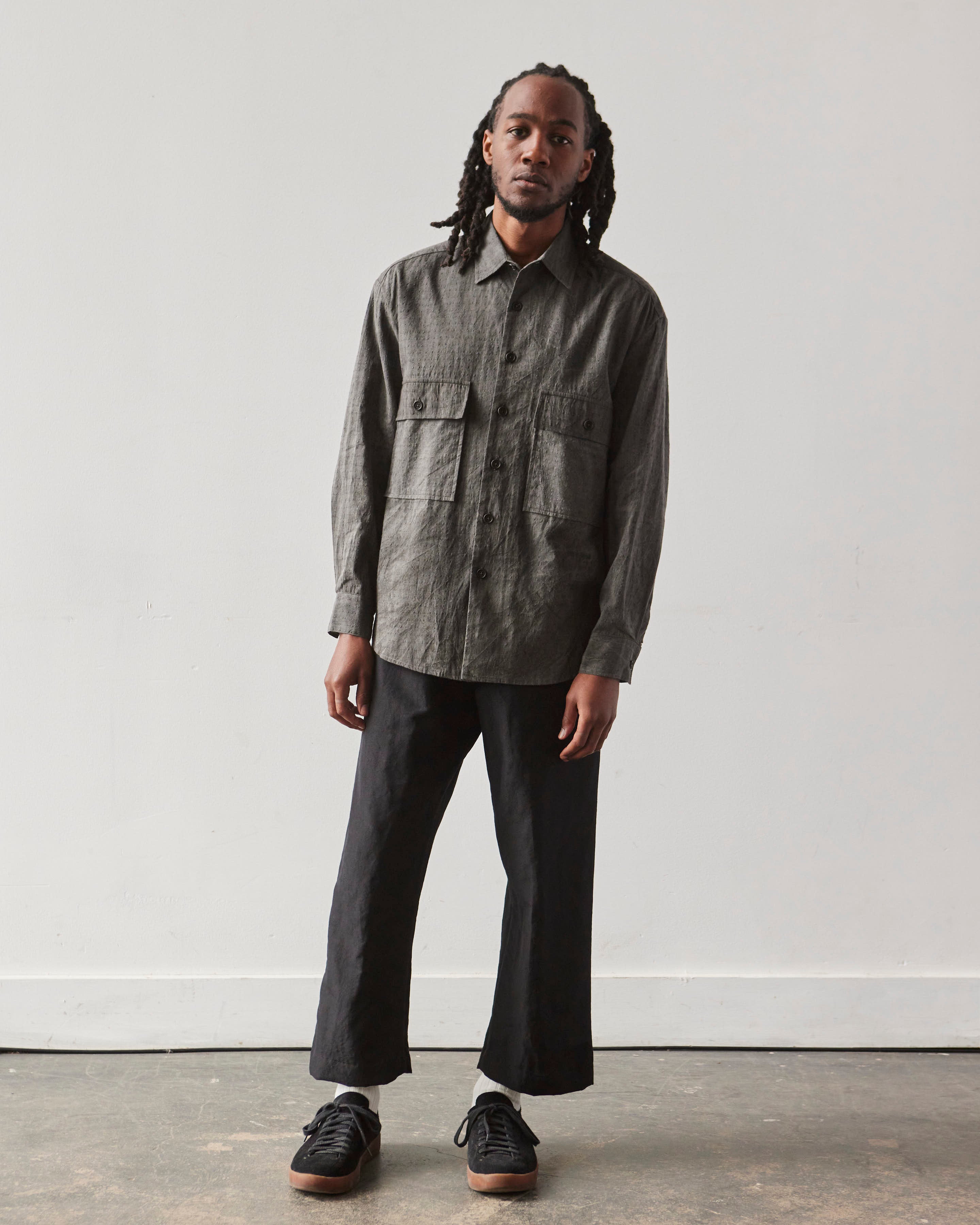 evan kinori 黒 pant 32 single pleat wool Evan Kinori Tropical Wool/Linen Canvas Elastic Pant, Black