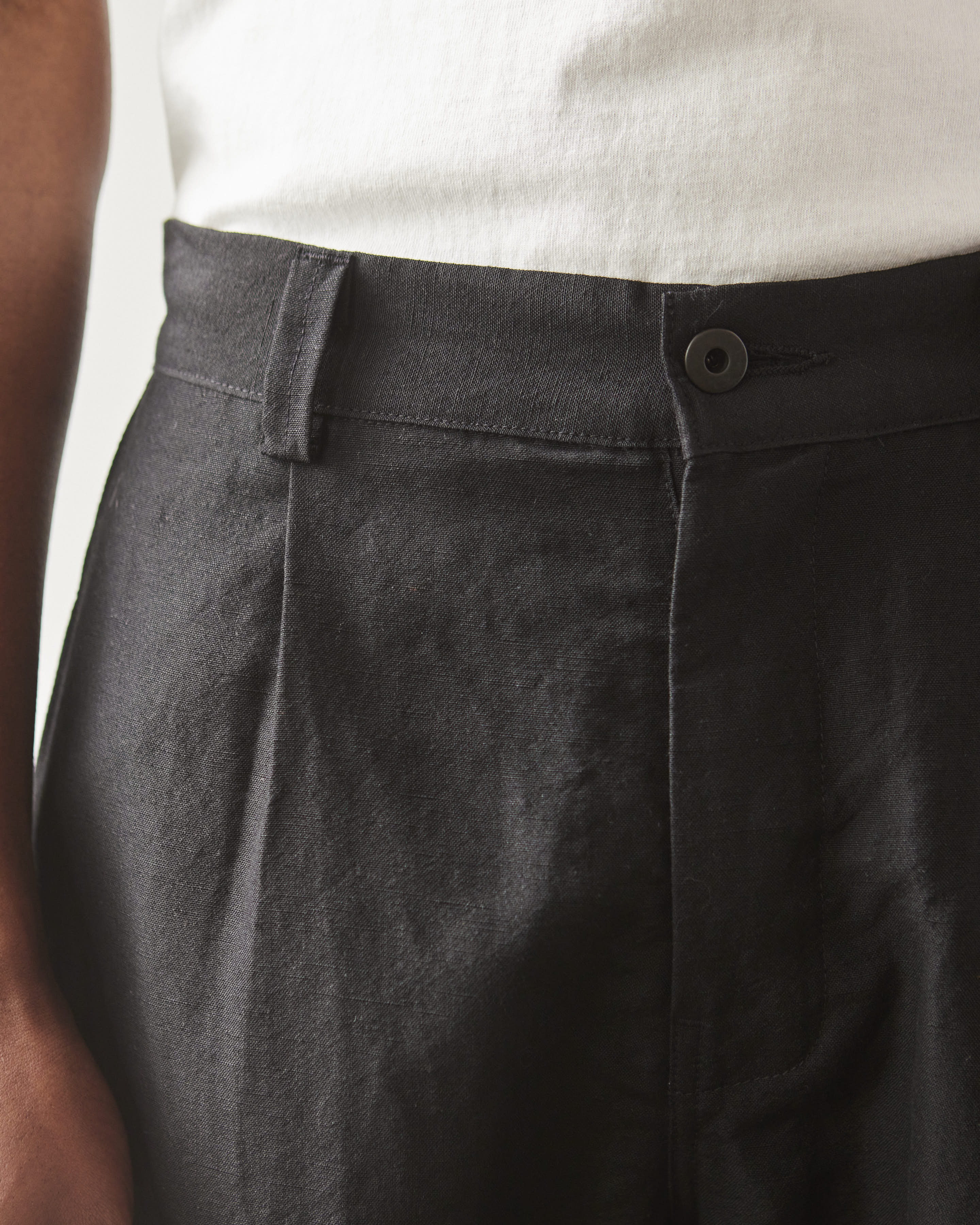 Evan Kinori Tropical Wool/Linen Canvas Single Pleat Pant